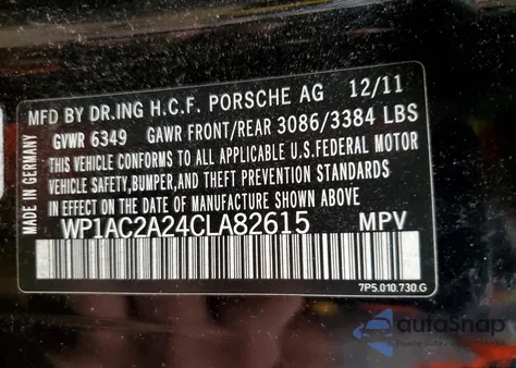 2012 Porsche Cayenne Turbo from USA, damaged, VIN WP1AC2A24CLA82615